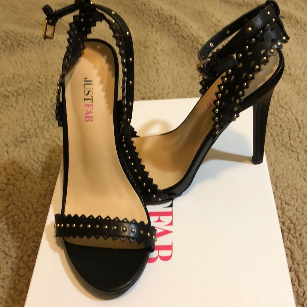 Black Heels with Gold Studs